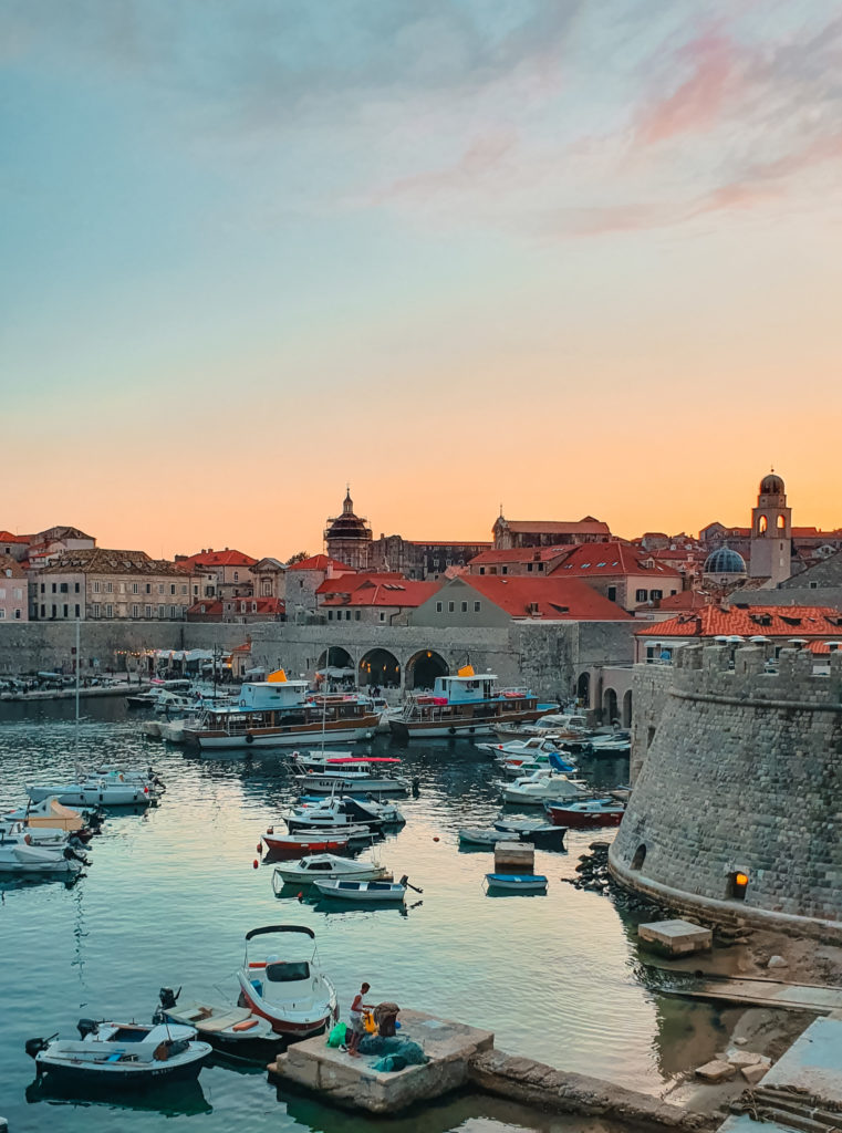 sunset Dubrovnik port