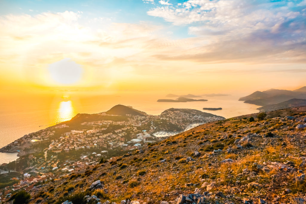 Mount Šrd in Dubrovnik sunset